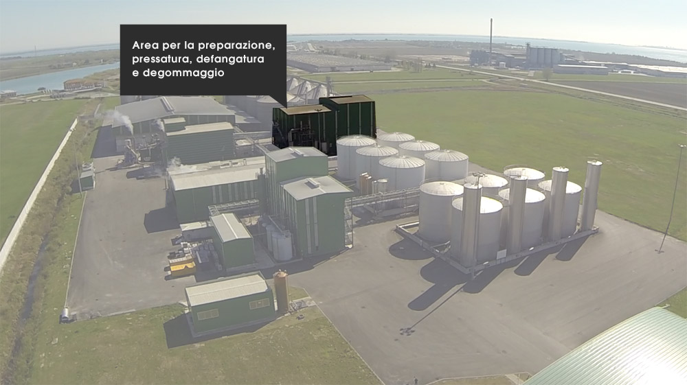 Area di defangatura, degommaggio, <br/>preparazione e pressatura